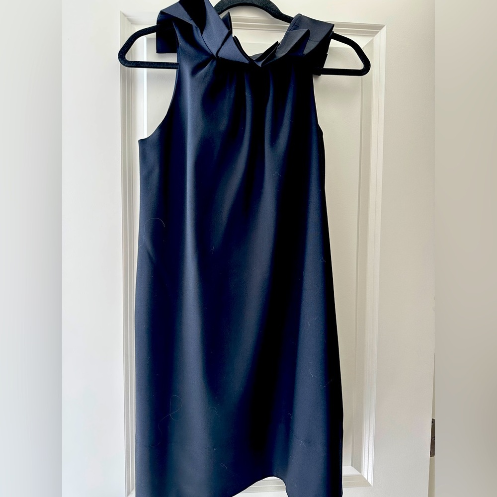 Club Monaco black ruffle neck dress